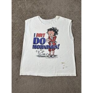 Vintage Mens Tank Top 2002 Betty Boop I Don't Do Mornings!,‎ Streetwear, Size L